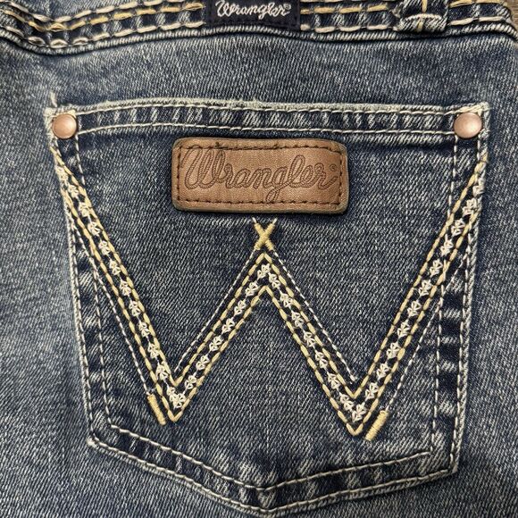 Wrangler Retro Sadie Bootcut Jeans Sz 25 32L Low Rise Blue Denim Embroidered New - Picture 10 of 11